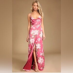 NWT Lulus Love of Romance Floral Pink Cowl Neck Maxi Dress
Size S